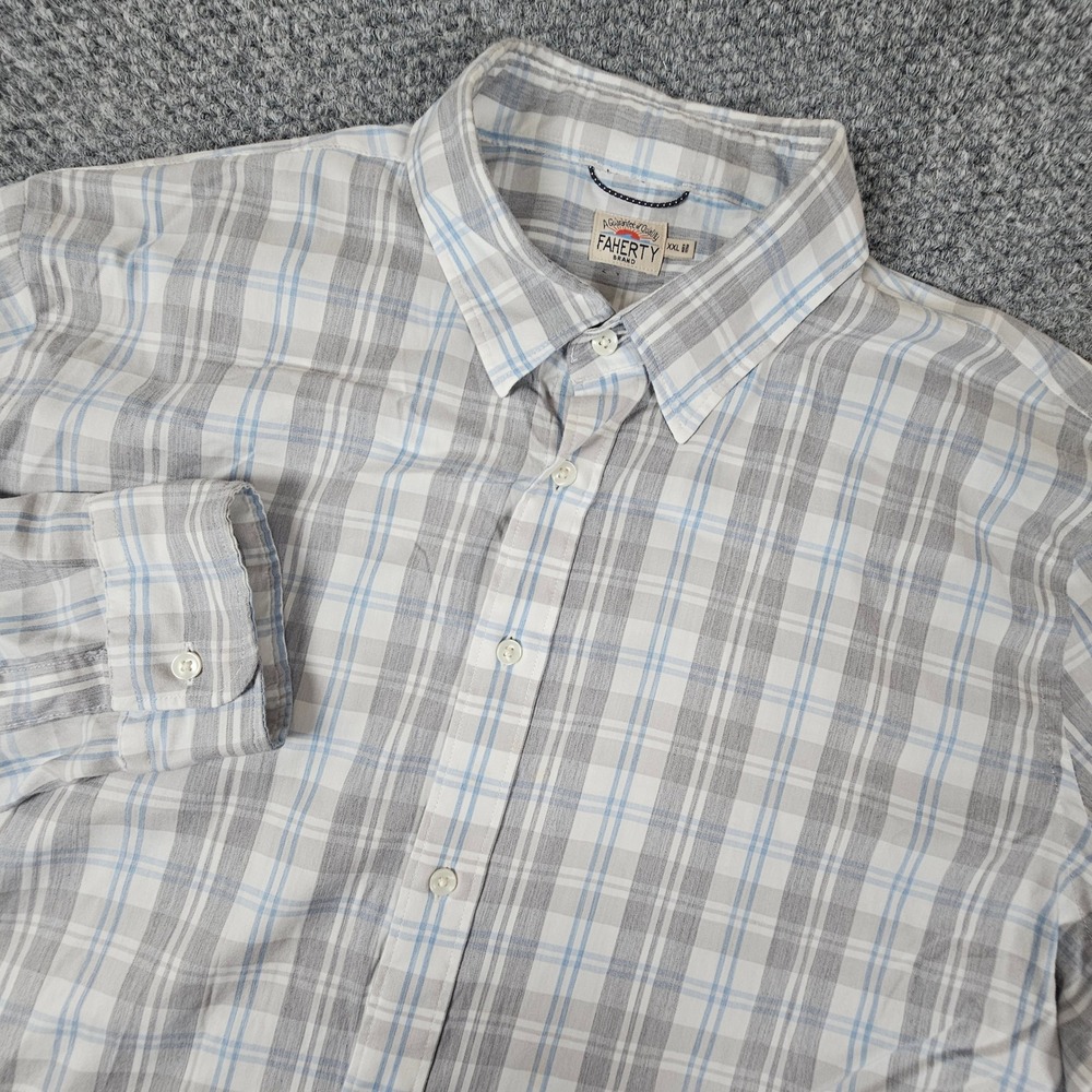 Faherty Brand Movement Shirt Mens XXL Supima Cotton Plaid Long Sleeve Button